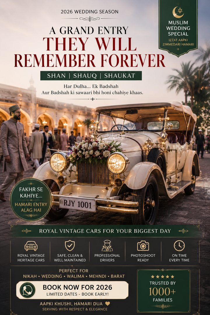 Muslim wedding special vintage car
